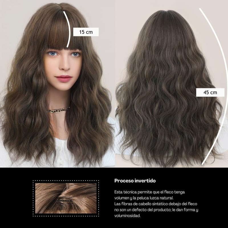 GAIBMAX - Pelucas para mujer cabello aspecto natural, peluca de