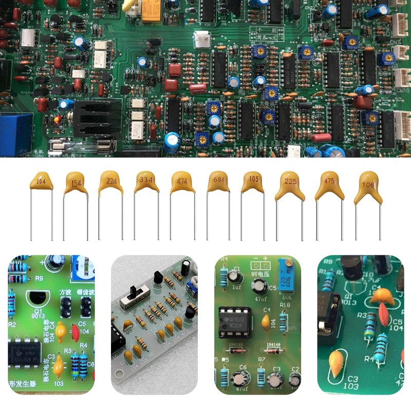 YIXISI 300 Stücke 10 Werte 0.1uF-10uF 50V Keramik Kondensator Sortiment