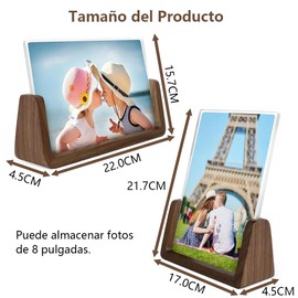 Marcos para Cuadros de AcríLico de Alta Transparencia - 2 PCS Portaretratos de AcríLico, Horizontal y Vertical Marcos de Fotos, con Base y Cubierta, para la Exhibición en la Mesa Oficina (8 Pulgadas)