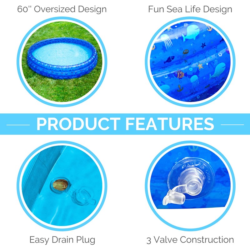 Swimline 60" Inflatable 3-Ring Kids Wading Pool