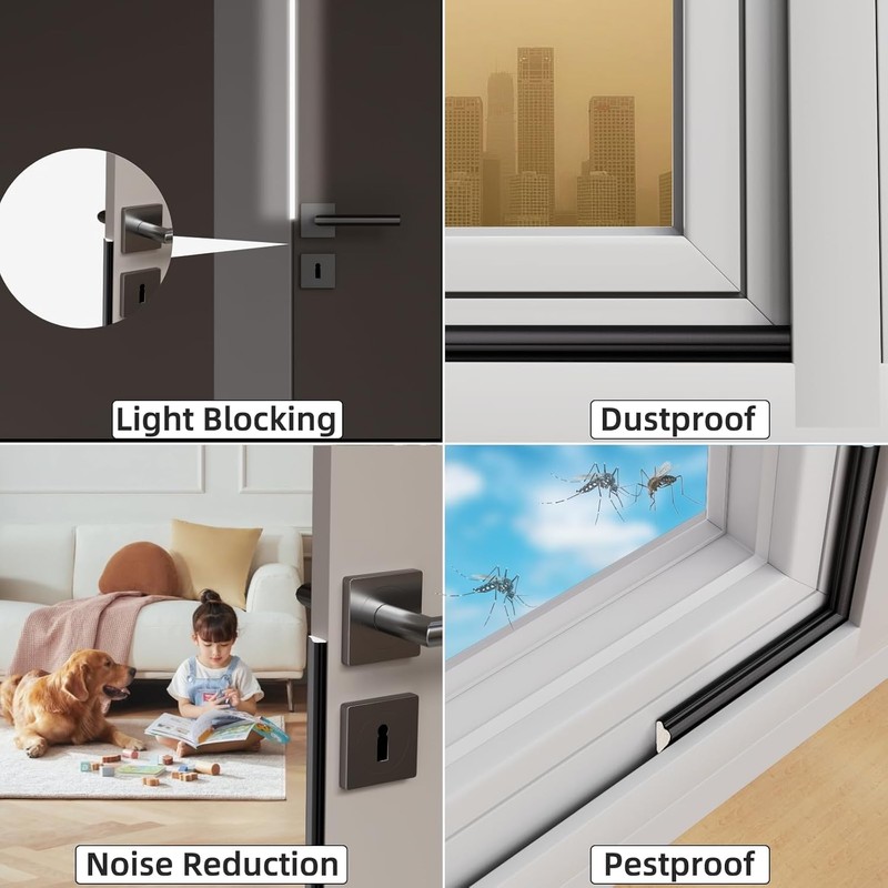 Guardapolvo y Protector para Puerta,Burletes de Cuña Puertas Ventanas,Tiras Sellado