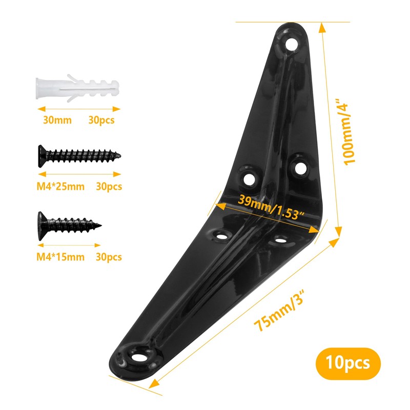 Lilaly 10 Pack Shelf Brackets 4 Inch Shelf Bracket, Heavy