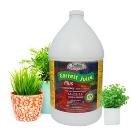 Medina Garrett Juice Plus -Liquid Plant Food & Fertilizer for Houseplants, Lawn, & Garden | Foliar Solution & Growth Enhancer, Ideal for Potted & Patio Plants | Nitrogen-Rich Liquid Fertilizer - 1 Gal
