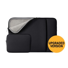 RAINYEAR 15 Inch Laptop Sleeve Protective Case Soft Cover Computer Bag with Front Pocket & Accessories Pouch, Compatible with 15.4 MacBook Pro for New Model A1707 A1990 (Black, Upgraded Version)