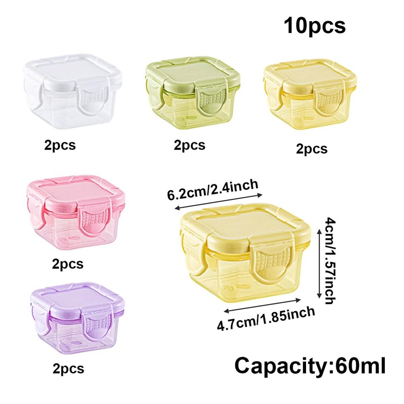 GiantGo Pack of 10 Small Plastic Containers with Lids, 60ml