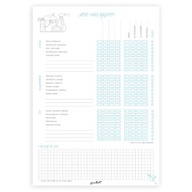 Budget Plan - Jetzt wird geputzt I dv_308 I DIN A4 I Turquoise Cleaning Plan Organiser Notepad for Tearing Off and Writing on for the Whole Family
