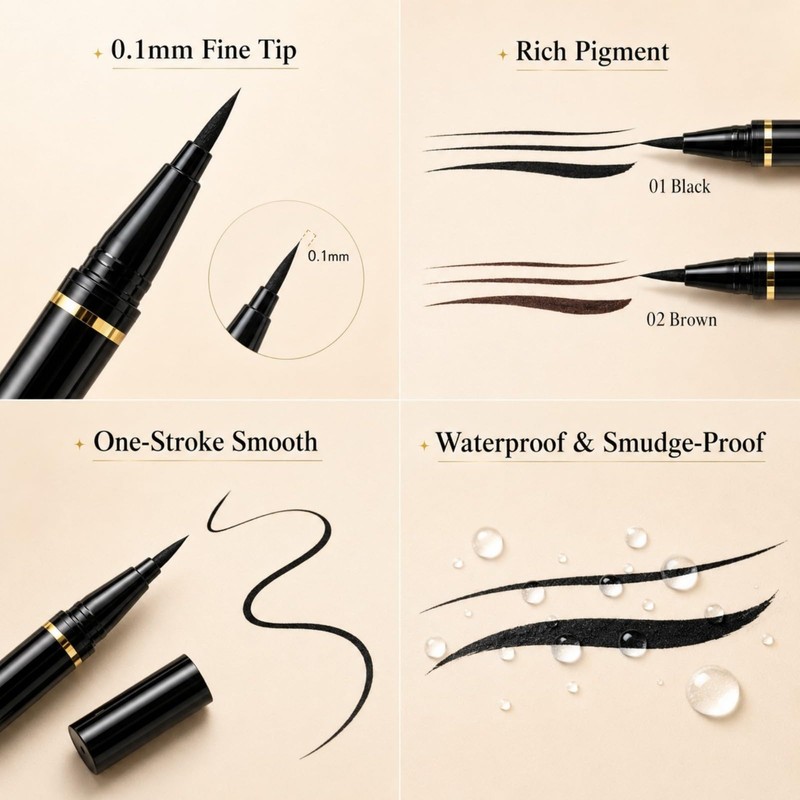6 Black+ 6 Brown Liquid Eyeliner Pencil Sets for Women