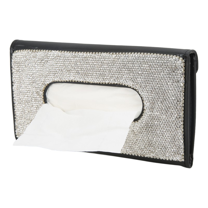 Rhinestone Sun Visor Tissue Box Bling Napkin Storage Holder Universal