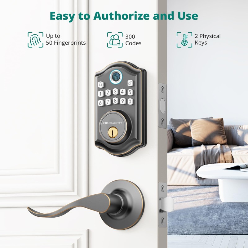 AkaGear DS10 Keyless Entry Door Lock with 2 Lever Handle,