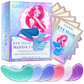 Eye Mask with Natural Marine Collagen & Hyaluronic Acid, Eye Pads for Swollen Eyes, Eye Patches, Reduce Wrinkles, Anti-Ageing Eye Pads Against Dark Circles Removal (18 Pairs)