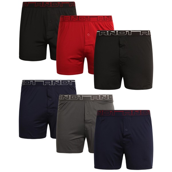 AND1 Men's Underwear Boxer Briefs - 6 Pack Lightweight Classic