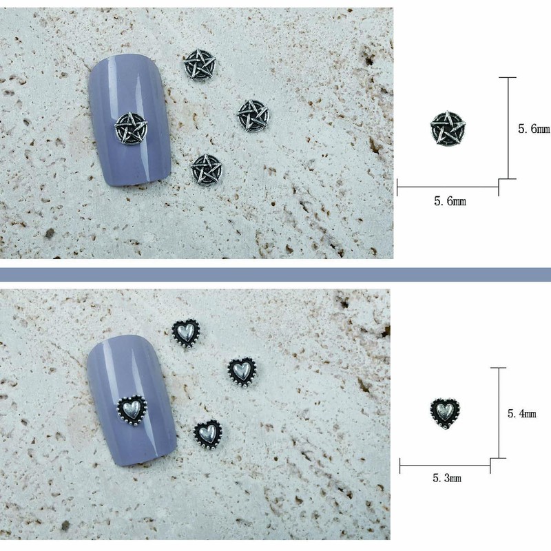 HUIKKJP ネイルアート 50個セット パンクネイルアートチャーム ネイルパーツ・メタルパーツ で構成された 3D リベット装飾部品ビンテージ レトロ ネイルデザインや