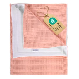 TSCHAMLER® Baby Waffle Pique Blanket - Fleece Oeko-Tex® 80 x 100 cm Children's Blanket Baby First Equipment Newborn Pram Blanket Girls Boys Pink