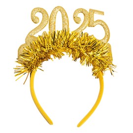 Gold 2025 New Year Headband Glitter 2025 Hairband Foil Strips Holiday Headpiece Party Christmas Favors Hair Accessories