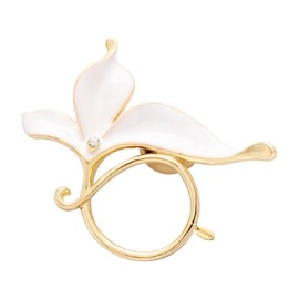 SENFAI Lovely Enamel Flower Magnetic Clip Eyeglass Holder Brooch Custom Jewelry(White 1)