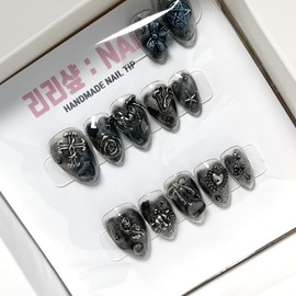 Dark Knight Handmade Nail Tips - Oval / 다크나이트 수제네일팁 - 오벌