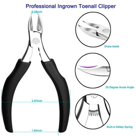 Pingispower Ingrown Toenail Clipper Kit, 8PCS Premium Toe Nail Nippers Set for Men & Thick Toenails, Professional Surgery Grade Ingrown Toe Nail File Lifter and Cuticle Pusher