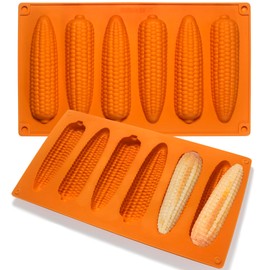 Vidotim Corn Stick Bread Pan, Silicone Corn Cob Bread Molds for Baking,Cornbread Pan for baking Golden Brown 2Pack