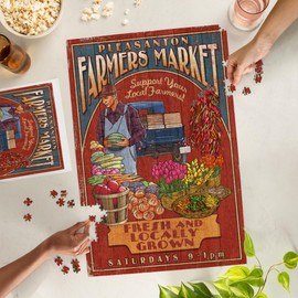 Lantern Press 1000 Piece Jigsaw Puzzle, Pleasanton, California, Farmers Market Vintage Sign, Southwestern Style