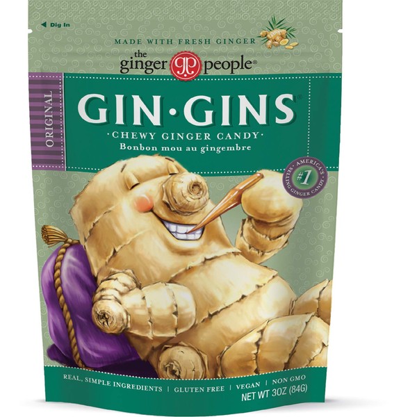The Ginger People Gin Gins Original Ginger Chews, 3 Ounce, Pack of 12
