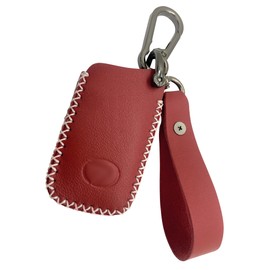 ALEACAR Genuine Leather Key Fob Cover & Key Chain for Lexus (2-4 Buttons, Keyless Go)- Fits RX350, ES350, GX460, IS250, IS300, NX300, GS350 & More (2013-Up) (Red Model A)