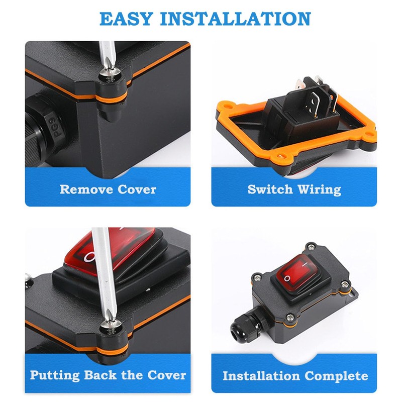 SIGANDG IP68 Waterproof Inline Switch Rocker Switch Cable Switch 12V