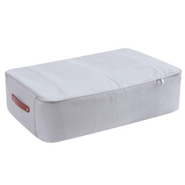 Premium Padded Under Bed Storage Container, 100% Canvas Underbed Storage with Sturdy Foam Structure, Durable and Refined Underbed Organizer, 17 x 28 x 8 inches, Gray