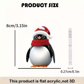 Adorable Penguin in Christmas Hat & Scarf Acrylic Hanging Ornament
