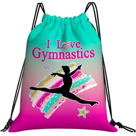 LULYKINI Gymnastics Drawstring Bags For Women Gymnast Drawstring Backpack Water Resistant String Bag Sports Gym Bag