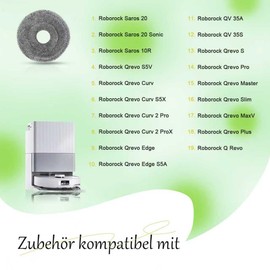 APZOVO Pack of 10 Wiping Cloths Replacement Parts for Roborock QV 35A/QV 35S/Saros 20/Saros 10R/Qrevo S5V/Qrevo Curv/Curv S5X/Qrevo Curv 2 Pro/Qrevo Edge/Qrevo Edge S5A/Qrevo Pro/Qrevo S/Qrevo Master