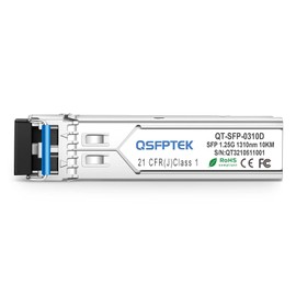 QSFPTEK 1000BASE-LX/LH Gigabit SFP Module, 1.25G SFP 1310nm 10km DDM LC Port Single-Mode Mini-GBIC Transceiver for Cisco GLC-LH-SMD/GLC-LX-SM-RGD, Ubiquiti UF-SM-1G, Netgear, Mikrotik, Zyxel