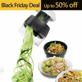 Unbranded Spiral Slicer Spiralizer Vegetable Cutter Zucchini Pasta Noodle Spaghetti Maker - Black with container