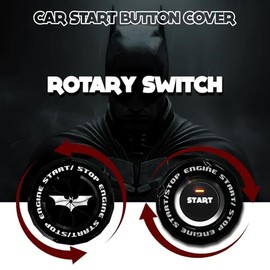 EPOCHHIKE EPOCHHIKE Rotary Push Start Button Cover, Engine Start Stop Button Cover, Motorcycle Ignition Key Switch Cover, Start Stop Button Cover Decoration DIY Car or Motorcycle Interior Decor (Bat-Black1)