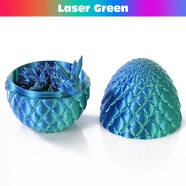 12inch 3D Printed Dragon Eggs with Dragon Inside, Articulated Crystal Dragon in Egg, Executive Dragon Fidget Desk Toys for Gifts, Home Office Decor (Laser Green)