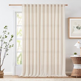 jinchan Linen Curtain for Living Room 96 Inch Length Extra Wide Crude Curtain Rustic Farmhouse Curtain Rod Pocket Back Tab Semi Sheer Light Filtering Drapes Bedroom Window Curtain 1 Crude