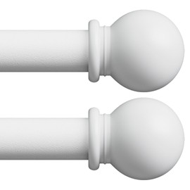 White Curtain Rods 2 Pack, Adjustable 66-120 inch Long Curtain Rods for Windows, Decorative 5/8 inch Drapery Rod Set of 2 with Brackets for Bedroom, Outdoor Patio, Sliding Door