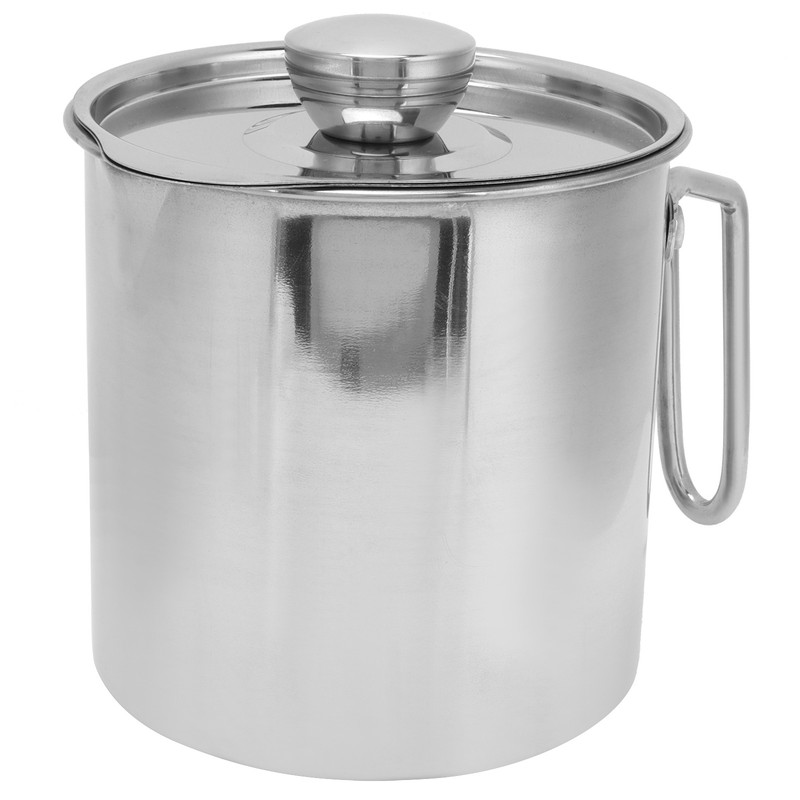 Stainless Steel Oil Filter Pot with Handle Kitchen Grease Container