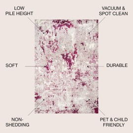 JONATHAN Y CTP103B-3 Contemporary POP Modern Abstract Vintage Faded Indoor Area -Rug Bohemian Easy -Cleaning High Traffic Bedroom Kitchen Living Room Non Shedding, 3 X 5, Maroon/Gray