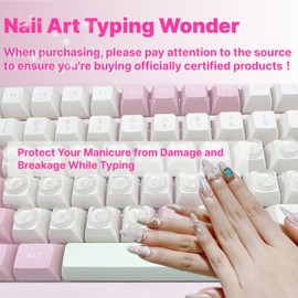Nail Art Typing Stickers - Clear Comfortable Protection for Long Nails - Reusable Adhesive Long Nail Keyboard Cover Stickers for Typing and Gaming for Laptop PC Computer Notebook Desktop (Medium)