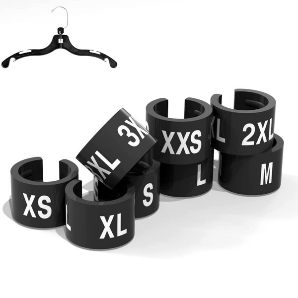 Discount Sizing Black Plastic Hanger Size Clips - 800 Count, XXS-XXXL