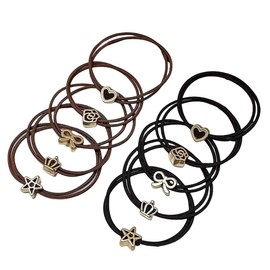 LOVEF 10 Pcs Simple Elastic Hair Ties Black and Coffee Ponytail Holders Hair Bands Scrunchies Coffee Hair Ropes Hair Ring Headband Hair Accessories for Women Girls