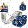 MORAINJAY 16th Birthday Money Box, Navy Blue Pull Cash Case,