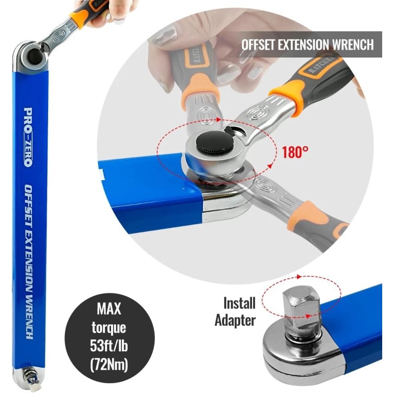 Unbranded Ready Offset Extension Wrench, Tight Reach Extension Wrench Set,