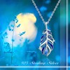 PCTJYFU Feather Necklace 925 Sterling Silver Blue Feather Pendant Native