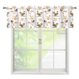 Kurtect Farmhouse Animal Chicken Window Valance Vintage Roosters Western Rod Pocket Drapes Cloth Farbic for Kitchen Bedroom Living Room Cafe Dining Room Office 54x18in, Style-5
