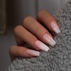 KQueenest Ombre French Tip Press On Nails Long Medium Coffin,