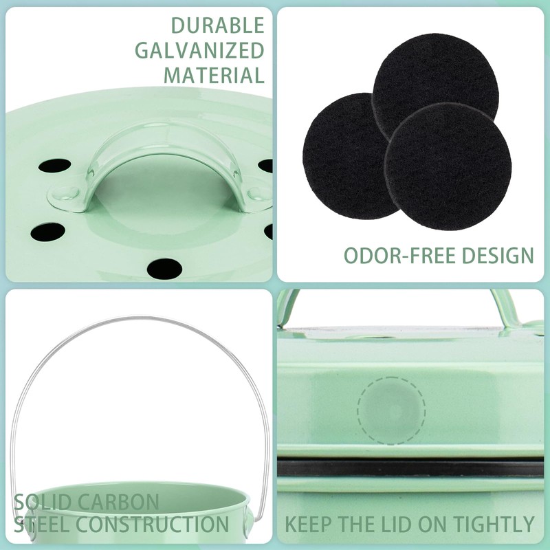 Vipush Kitchen Countertop Compost Bin with lid – Small, Includes