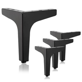 Furniture Feet, Black, Pack of 4 Cabinet Feet, 15 cm, Furniture Feet, Metal Replacement Furniture Legs, Cabinet Shelf Feet, Load Capacity up to 500 kg, Metal Feet for Furniture, Cabinets, Sideboard,
