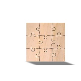 9 Piece Blank Wooden Puzzle, 1/4" Thick, Crafting Puzzles, Blanks for Sublimination (5x5 Inch Puzzle)