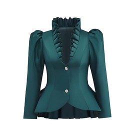 Women's Edwardian Blazer Jacket Steampunk Riding Habit Vintage Victorian Coat Historical Theater Costume (US, Alpha, X-Large, Regular, Regular, Green)